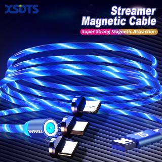 streamer cable magnético micro usb tipo c para iphone cable de iluminación 1m 2m cable de carga rápida tipo c imán cargador cable de teléfono
