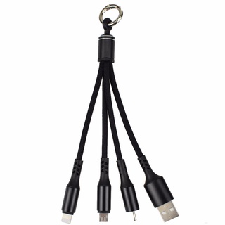Mini Cable USB 3 en 1 llavero portátil corto Micro USB tipo C Multi cargador Cable para Xiaomi Huawei iPhone carga rápida