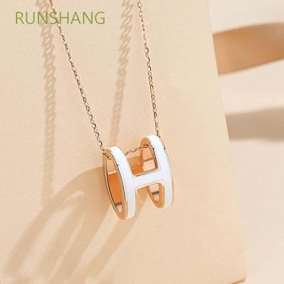Runshang collar con pendiente De letras De acero titanio para mujer
