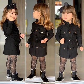 Toddler Kids Baby Girls Long Sleeve Trench Coat Windbreaker Jacket Outwear Parka