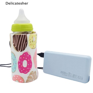 [delicatesher] calentador portátil de botella calentador de viaje bebé niños leche agua usb cubierta bolsa suave caliente