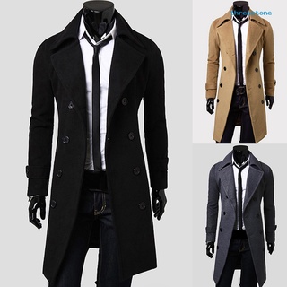moda de los hombres de color sólido manga larga botón de solapa slim fit abrigo abrigo outwear
