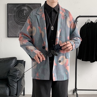 Nuevos hombres impreso Tie-dye chaqueta estilo Harajuku calle Casual desgaste suelto y cómodo tela para los hombres moda tendencia todo-partido Top (5)
