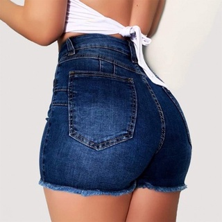 verano de las mujeres pantalones cortos de cintura alta ripped agujero bolsillos delgados pantalones cortos de mezclilla pantalones calientes para el trabajo (7)