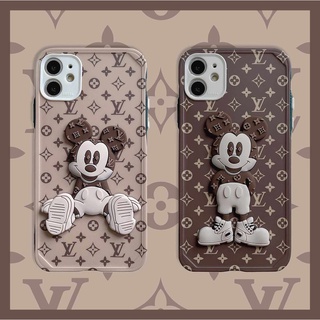 Disney Mickey Bearbrick iPhone 13 12 11 Pro Max X XS XR 8 7 Plus Cubierta Dura A Prueba De Golpes