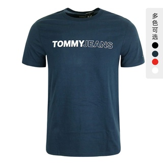 Tommyhilfiger Tommy camiseta de los hombres de verano nuevo camiseta de manga corta de algodón cuello redondo casual fondo camisa de los hombres desgaste.