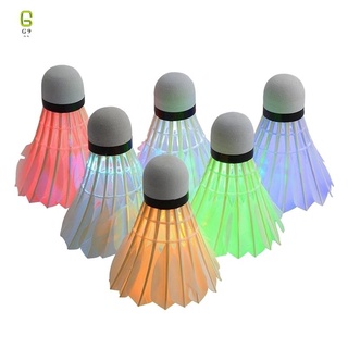 6Pcs LED Badminton Ball Goose Feather Glow in Night Colorful Outdoor