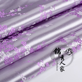 nuevos productosTraje de tela de brocado Hanfu COS ropa tela de tela cheongsam / Brocado-flor de ciruelo púrpura sobre blanco