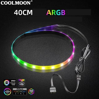 Coolmoon - tira de luz magnética RGB (40 cm, luz suave, 5 v, ARGB, sincronización, chasis, barra de luz) (1)