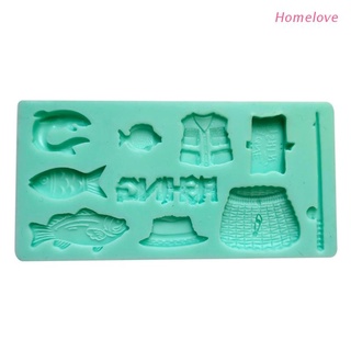 HLove 3D Fishing Silicone Soap Molds Candle Molds Peonies Clay Mould Cake Decorating Silicone Jello Sugar Chocolate Fondant Molds