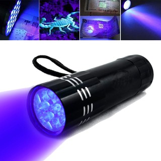 Mini linterna LED negra de aluminio UV ULTRA violeta 9/linterna LED/lámpara de luz