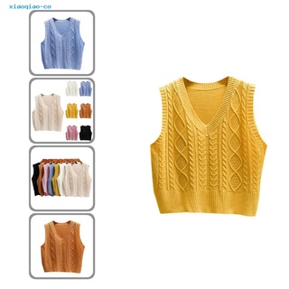 xiaoqiao.co Comfortable Sweater Vest Top Twist Knitted Women Vest High Elasticity for Daily Wear