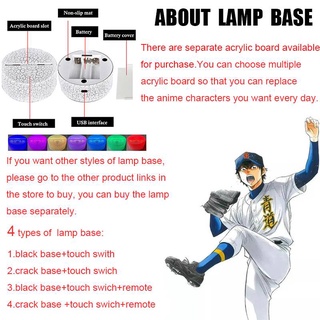 Ace of Diamond Anime Night Light Sawamura Colors Changing Touch Remote Lamp Gift for Kids Home Decor Lighting (9)