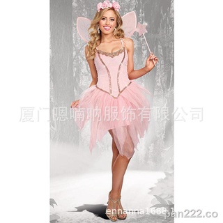 ♗Halloween new costume adult pink flower fairy fairy costume fairy queen costume COS costume game system wholesale