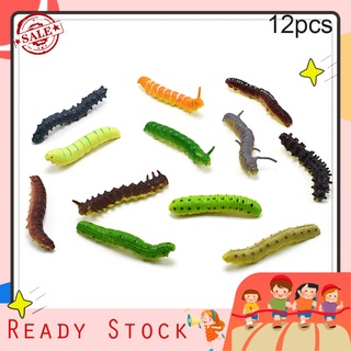 [sabaya] 12 pzs/juego de gusanos de insectos realistas/juguete elástico suave/accesorios para fiesta de halloween