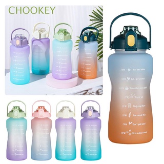 chookey 2000ml deportes al aire libre copa de agua de alta capacidad jarras botella de agua portátil marcador de tiempo a prueba de fugas paja viaje hervidor de agua/multicolor (1)
