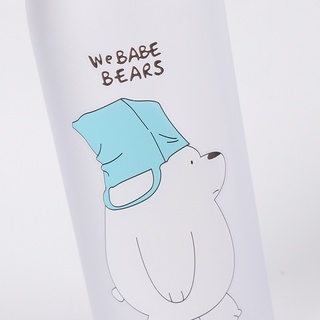 1000ml portátil transparente esmerilado botellas de agua de plástico con paja/al aire libre niños de dibujos animados oso patrón de succión botella de beber (8)