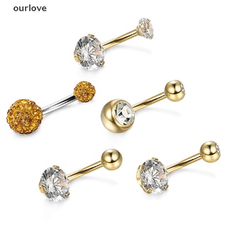 [ourlove] 5 piezas/juego de piercings de acero inoxidable de cristal para ombligo ombligo/joyería [ourlove] (4)