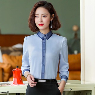 blusa de manga larga casual de alta calidad para mujer, cuello de trabajo, ropa de oficina, camisas2019