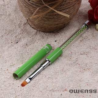 (Owenss) Uñas arte cristal UV Gel pluma cepillo perla mango manicura uñas arte herramienta