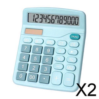 2 x oficina de mano calculadora de escritorio dual energía solar cuentas de negocios azul