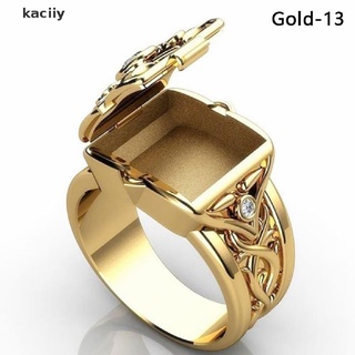 Kaciiy-Anillos De Zafiro Blanco De Oro De 18 Quilates Para Hombre , Diseño De Habitación Pequeña , Anillo De Ataúd Sz 6-13 CO