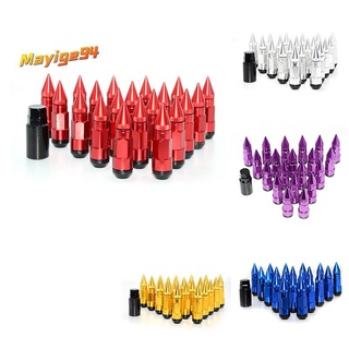 20Pcs Lug Nut Cap Covers Anti Theft Spikes Extended Tuner Wheel/Rims Lug Nuts with Wheel Locks M12X1.5+Socket (Red)