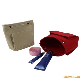 shan Felt Cloth Makeup Cosmetic Bag Multi-Pockets Toiletry Case Sundries Handbag Inner Purse Multifunction Travel Organizer