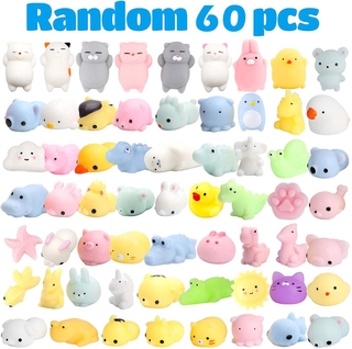 60 piezas Kawaii Squishies Mochi Anima Squishy juguetes para niños fiesta favores Mini alivio del estrés juguetes para regalo de cumpleaños aula premio