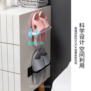 【SWR】Estante del zapato Zapatilla de rack Estante de zapatillas de baño sin perforar montado en la pared (6)