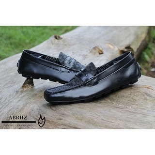 Italiano negro walkers zapatos de los hombres zapatos mocasin mocasin mocasines sintéticos