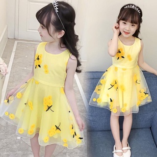 Children's clothing girls summer new korean fashion dress princess dress Girls8Years old9 embroidered mesh sleeveless dress (1)