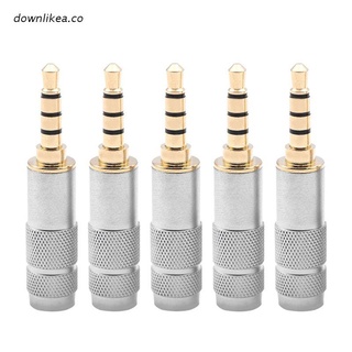 dow 5PCS Gold Plated 3.5mm Stereo Headphone Jack Plug 4Pole Audio Solders Connectors for Speaker