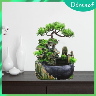[direnof] Humidificador De Mesa con estatua De Bonsai paisaje fuente De cascada Interior con luces decoración (7)
