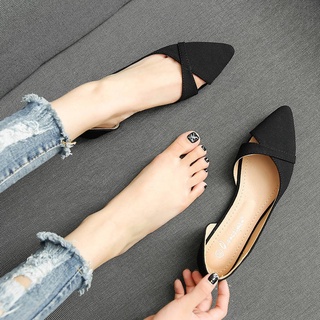 las mujeres más el tamaño de zapatos planos puntiagudo barco zapatos de moda salvaje de las mujeres zapatos de poca profundidad zapatos de la boca de tamaño 35-43 (5)