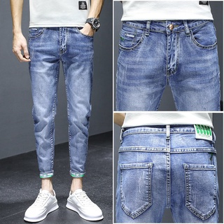 Verano delgado Jeans versión de los hombres de la tendencia de Slim adelgazar estiramiento de los hombres de moda Casual pantalones de nueve puntos (9)