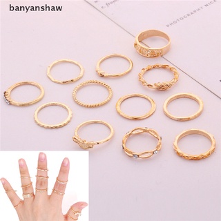banyanshaw 12 unids/set anillos de dedo chapados en oro para mujer vintage punk anillos de nudillos joyería co