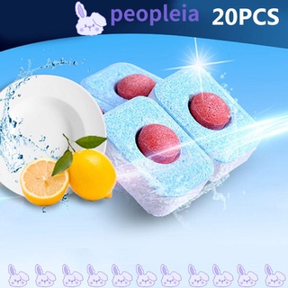 PEOPLEIA 20pcs Household Rinse Block Kitchen Dishwashing Tablets Dishwasher Detergent Stain Remover Multiple Effect Oil Cleaning Powerball Concentrated Dish Tabs