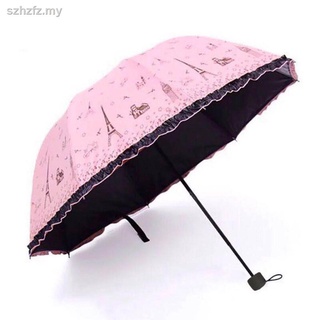 Paraguas plegable paraguas de vinilo protección solar y lluvia paraguas doble uñas paraguas protector estudiantes hombres y mujeres paraguas plegable UV tres paraguas sol
