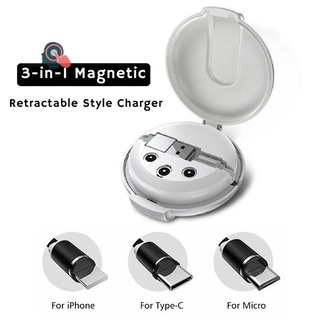 cable cargador portátil retráctil 3 en 1 magnético para celular