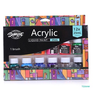 yzz 12 x 25ml Heavy Body Colors Rich Pigments Acrylic Paint Set for Painting Canvas Crafts