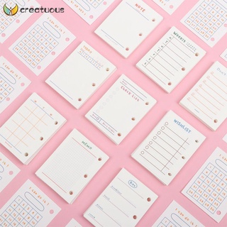 CREATUOUS 60/80 Sheet Portable Loose-leaf Refill Paper Hand Account Diary 3-hole Inner Pages Rings Binder Mini Notebook Inner Core Stationery Diary Book Daily Plan Refillable
