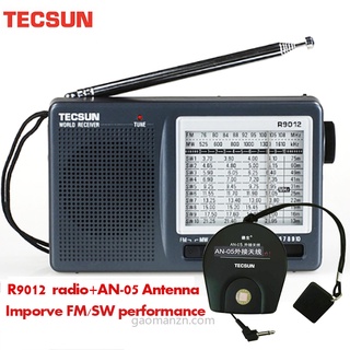 TECSUN R-9012 AM / FM / SW Receptor portátil de radio de onda corta de 12 bandas con antena externa AN-05 Receptor de radio multibanda (1)