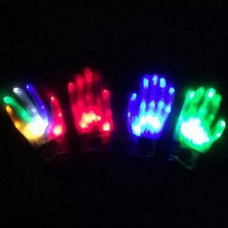 BUYME 1 par de guantes de dedo de mano con luz LED para Halloween/disfraz de navidad/decoración de baile (7)