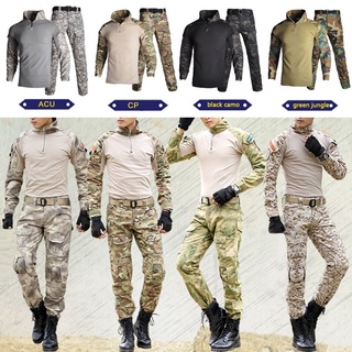 camuflaje de caza táctico uniforme de combate camisa + pantalones ejército militar uniforme bosque traje de caza ropa sin almohadillas