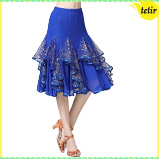 [tetir] Falda de baile, disfraz de baile Tango Cha Cha vestido de Flamenco Maxi falda falda de baile vestidos de volantes falda debajo de la falda