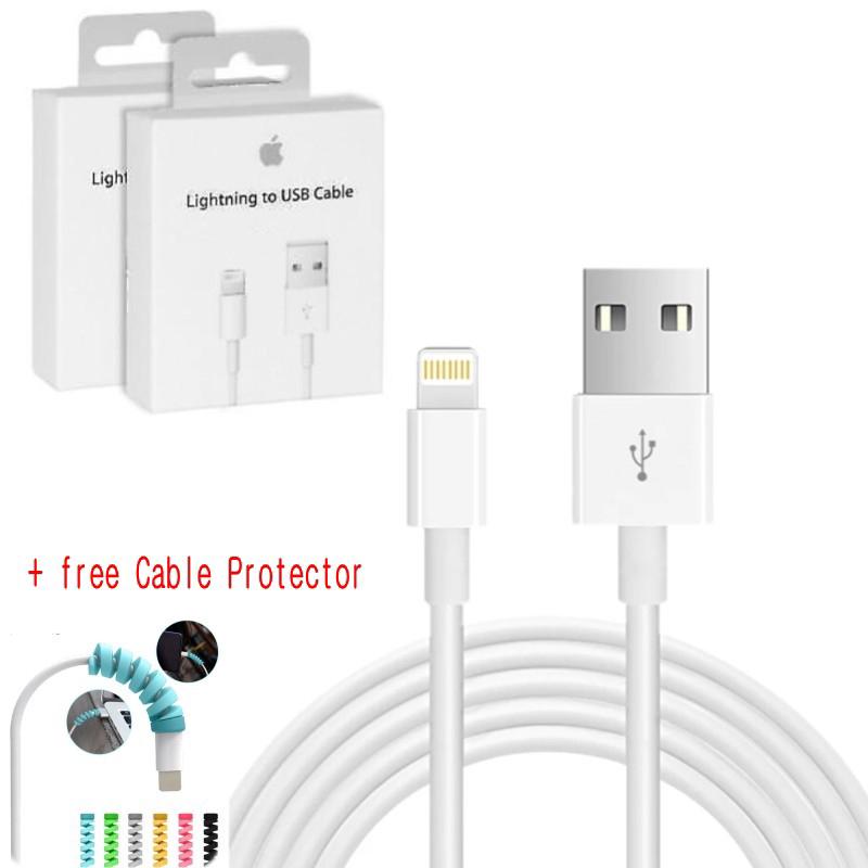 cable de datos usb original lightning cable cargador para apple iphone + protector gratuito