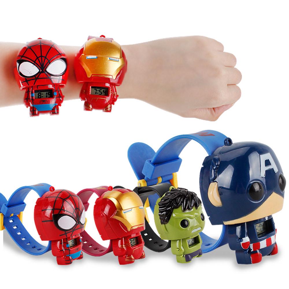 super héroe reloj vengadores de dibujos animados capitán américa spiderman reloj electrónico