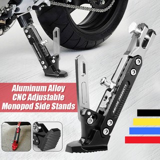 gtmotor soporte lateral de altura ajustable para motocicleta, soporte de pie, trípode cnc, aleación de aluminio, soporte lateral de 8 colores