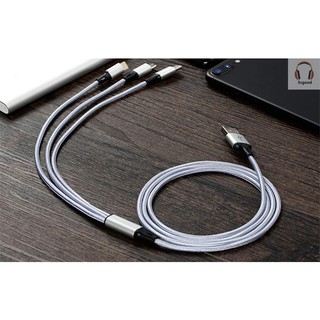 [disponible en inventario] Cable de datos Lightning Micro USB trenzado de Nylon de alta calidad tipo C 3 en 1 carga rápida y estable (5)